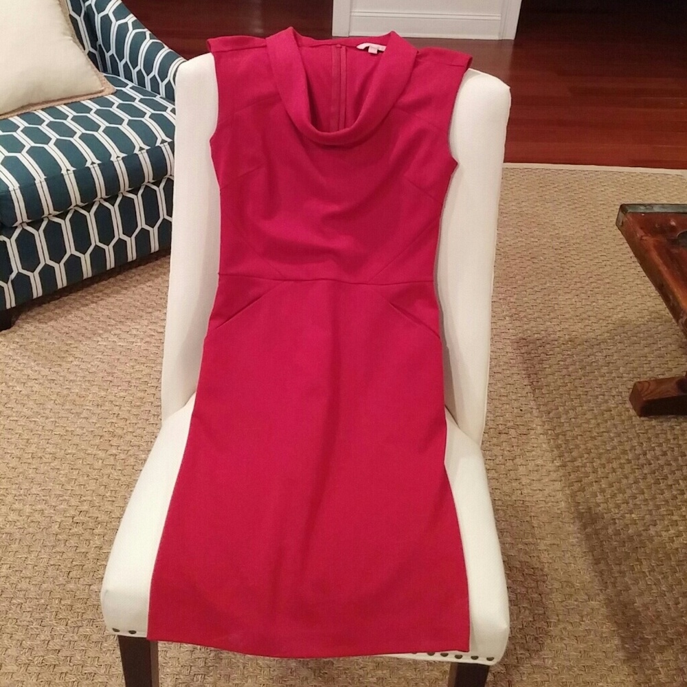 Banana republic raspberry shift dress, cowl neck